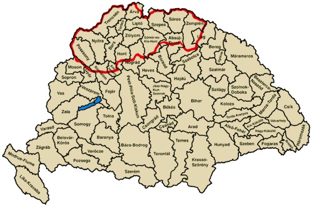 Mapa území Uhorka